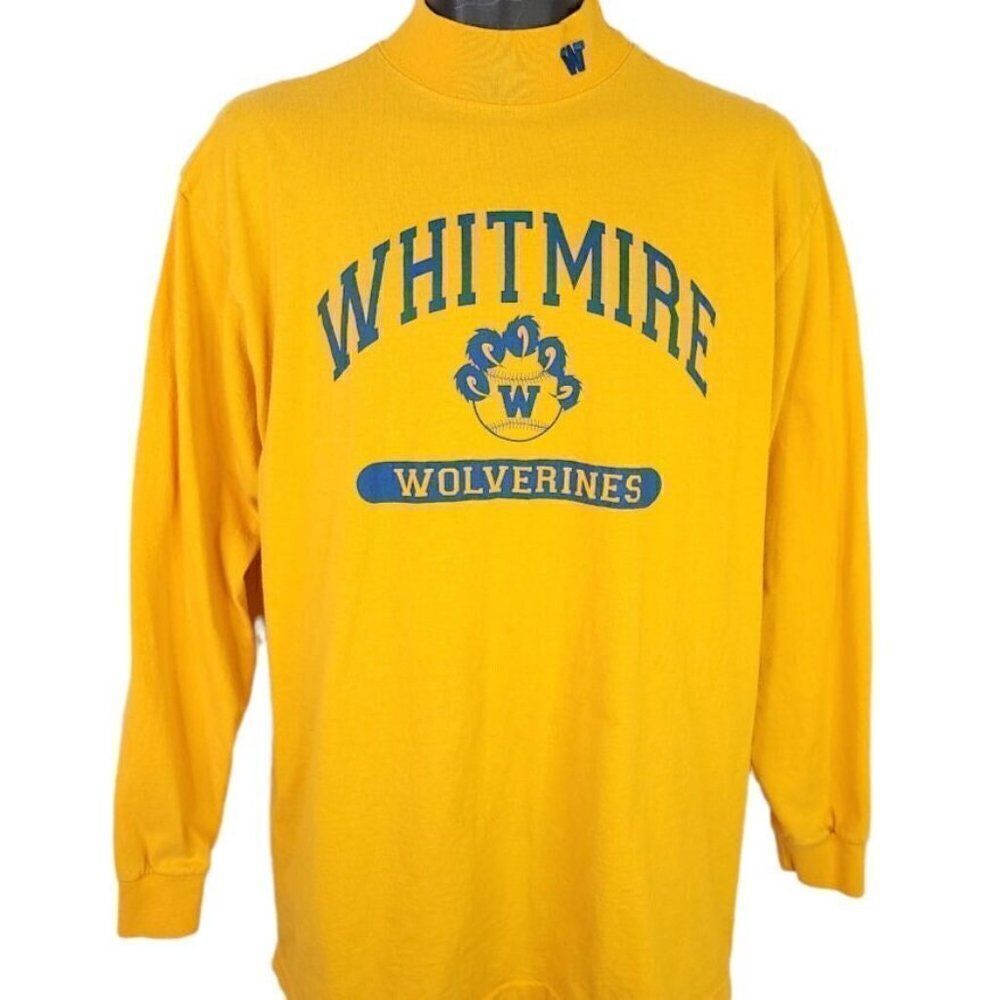 Whitmere Wolverines Baseball T Shirt Vintage 90s High School Made In USA Mens